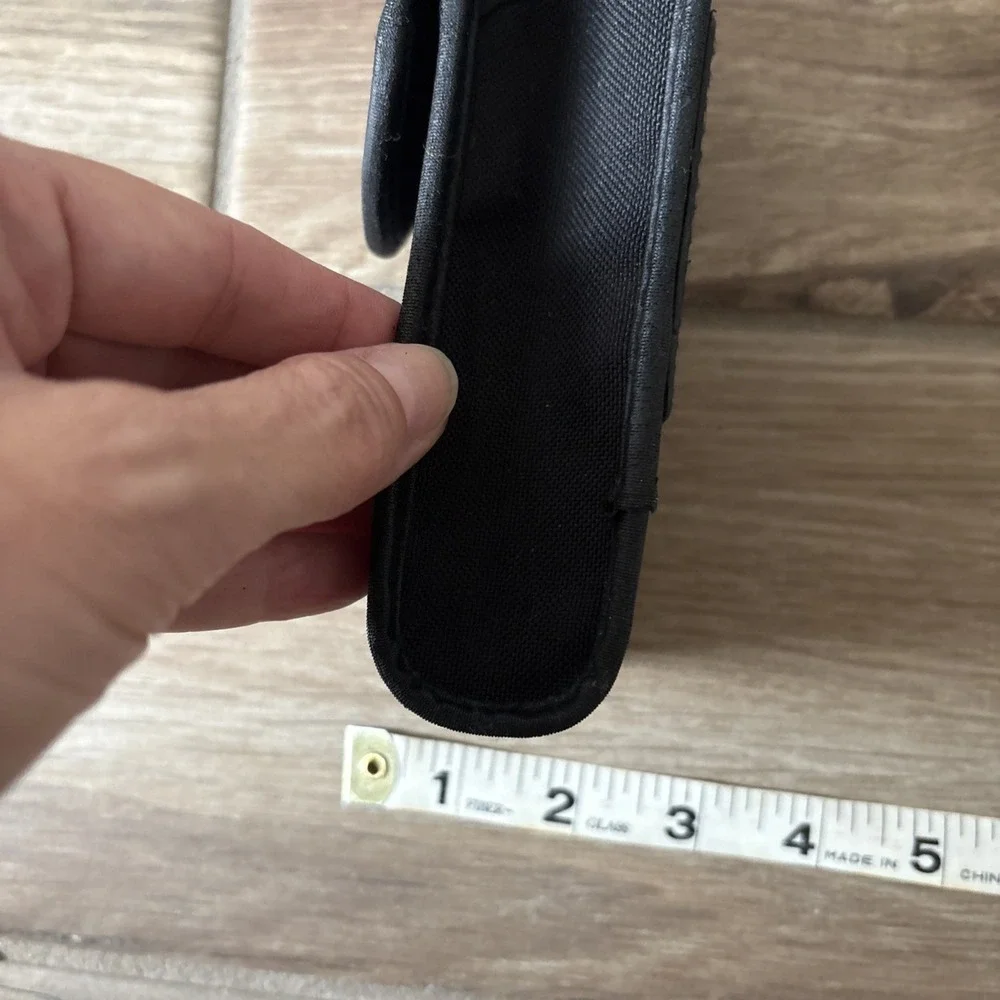 Aol Logo Black Leather Snap Camera Case Pouch